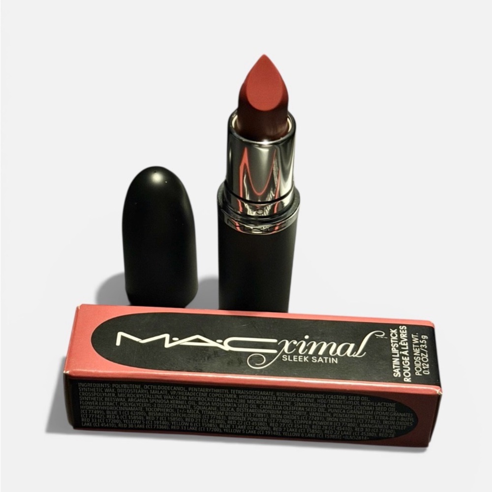 MAC MACximal Sleek Satin Lipstick 0.12 oz 826 Brick-o-la New In Box - Picture 2 of 11
